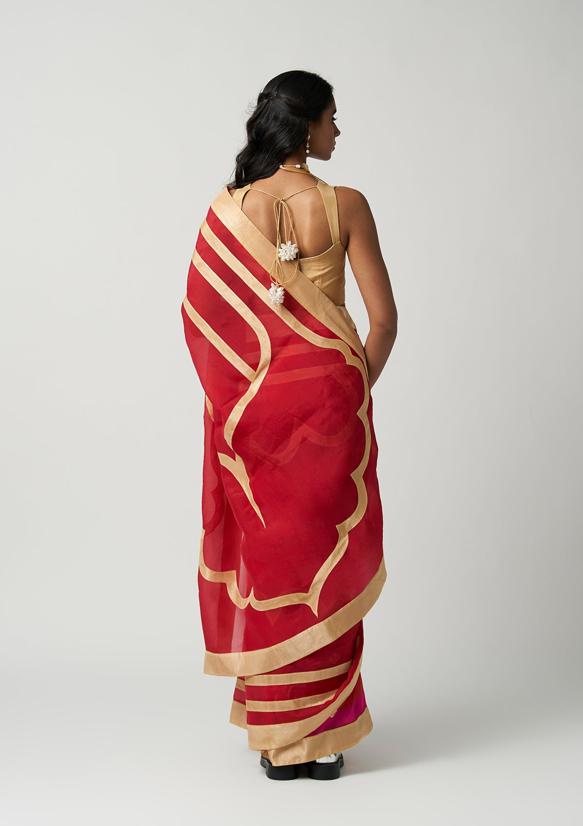 Ruby Mehrabiya Appliqué Silk Saree