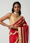 Ruby Mehrabiya Appliqué Silk Saree