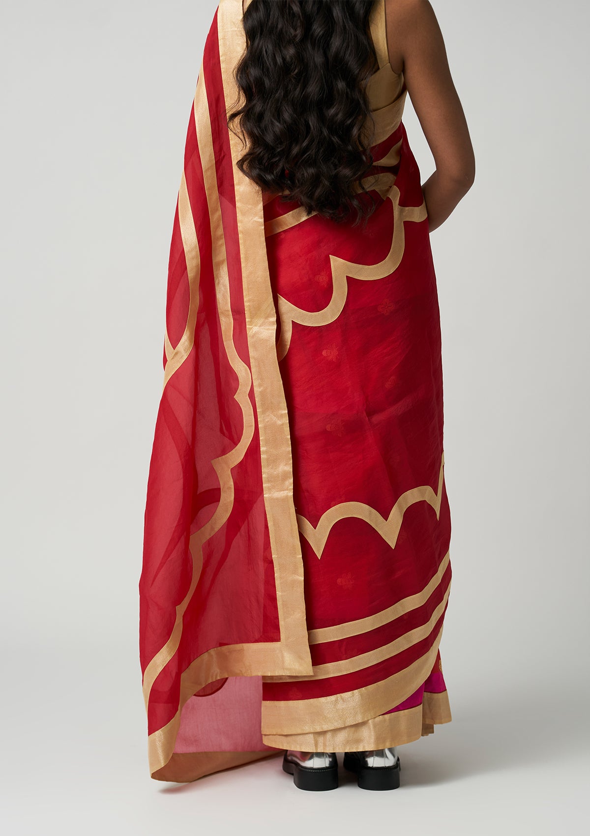Ruby Mehrabiya Appliqué Silk Saree