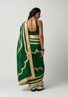 Emerald Mehrabiya Appliqué Silk Saree