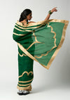 Emerald Mehrabiya Appliqué Silk Saree