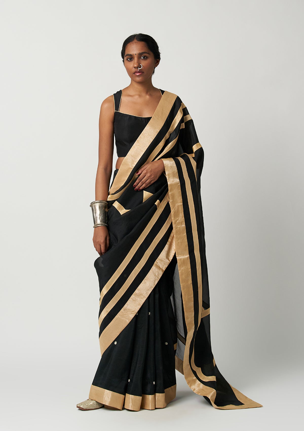 Surma Mehrabiya Appliqué Silk Saree