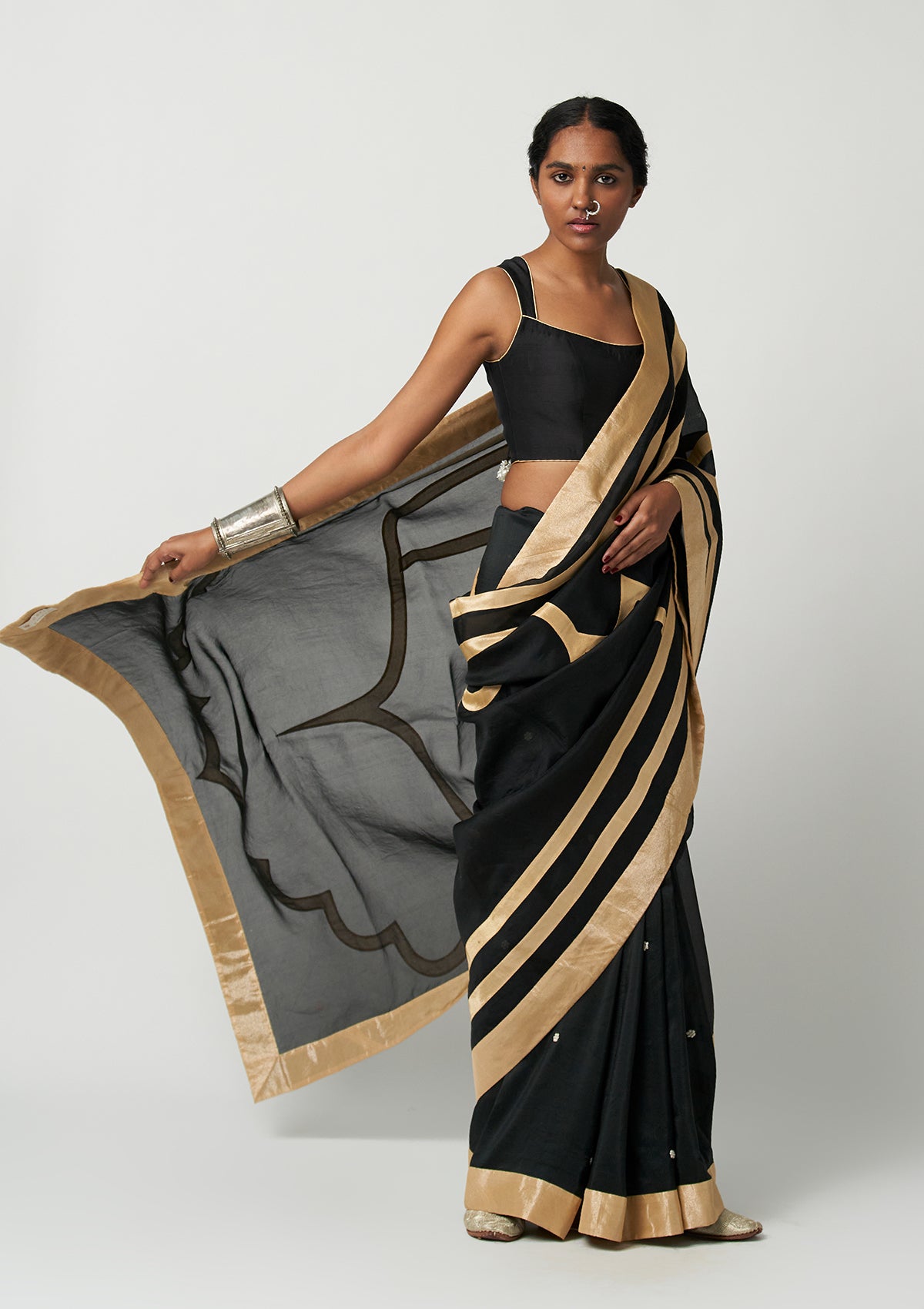 Surma Mehrabiya Appliqué Silk Saree