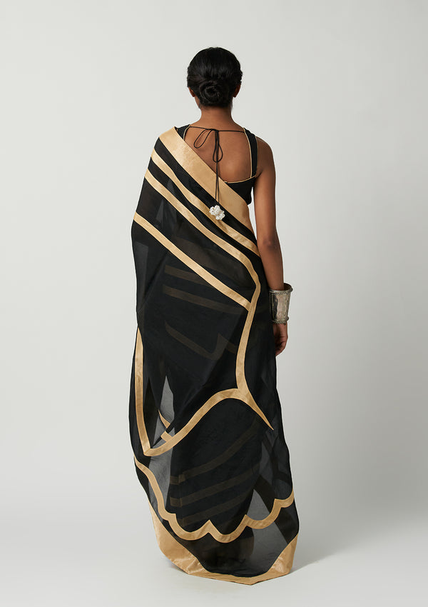 Surma Mehrabiya Appliqué Silk Saree