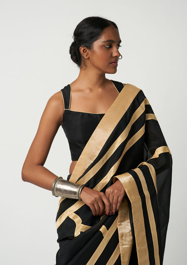 Surma Mehrabiya Appliqué Silk Saree