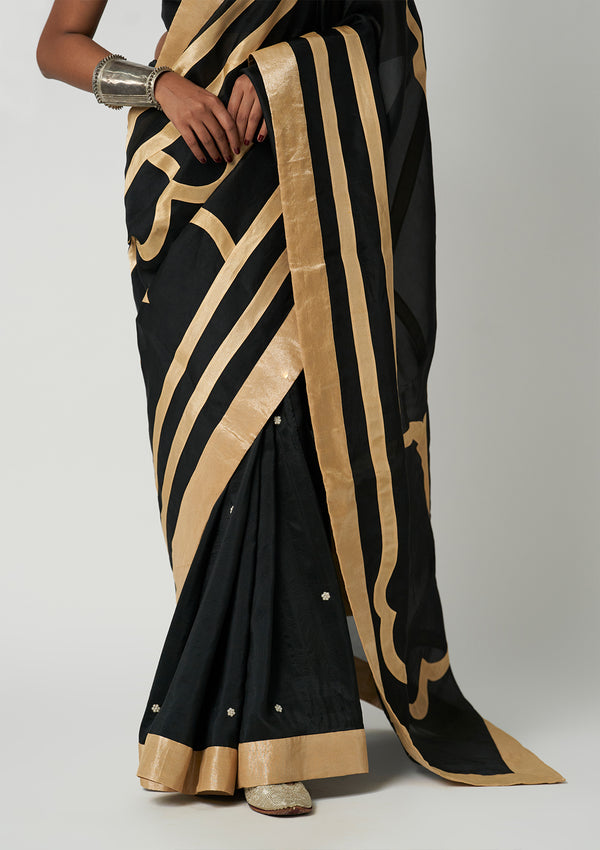 Surma Mehrabiya Appliqué Silk Saree