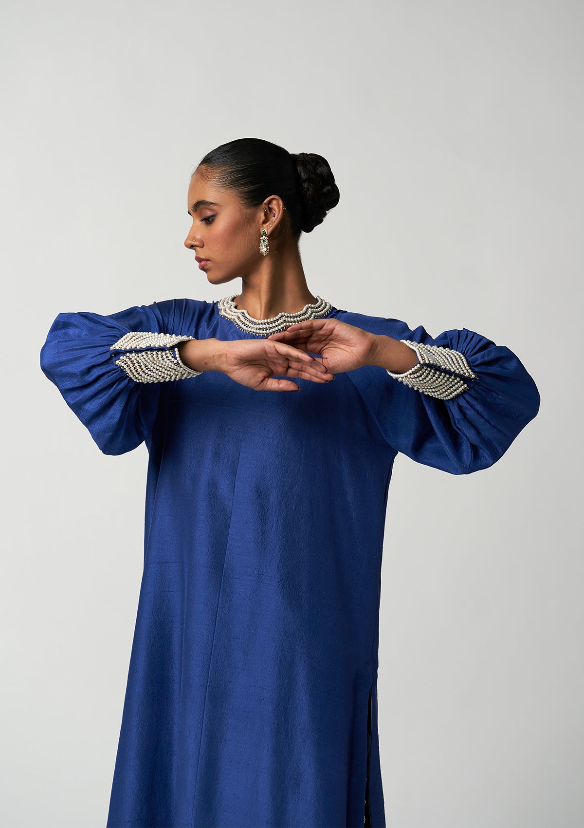 Sapphire Pearl Silk Kurta