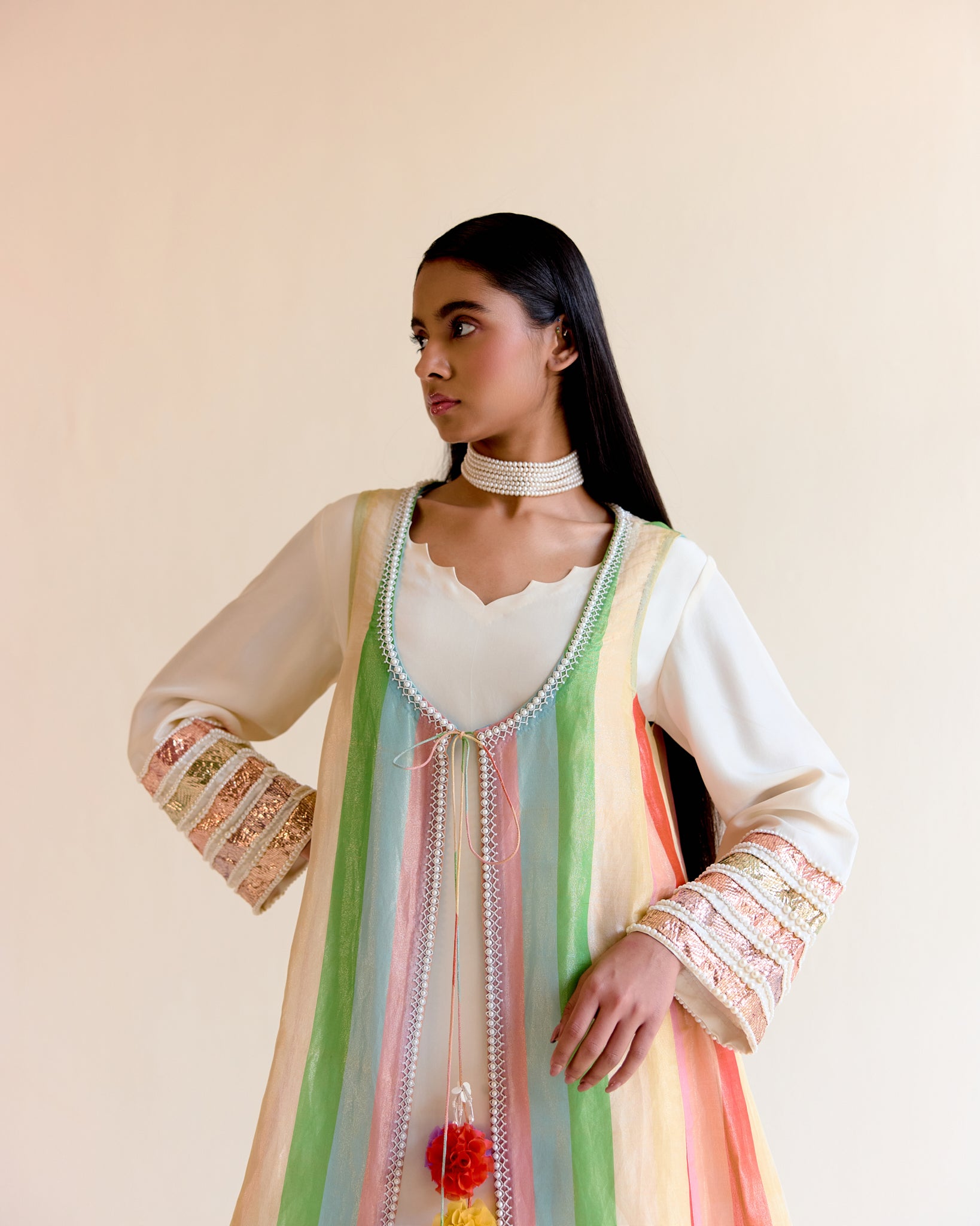 Jaipur Satranga Tissue Choga Set