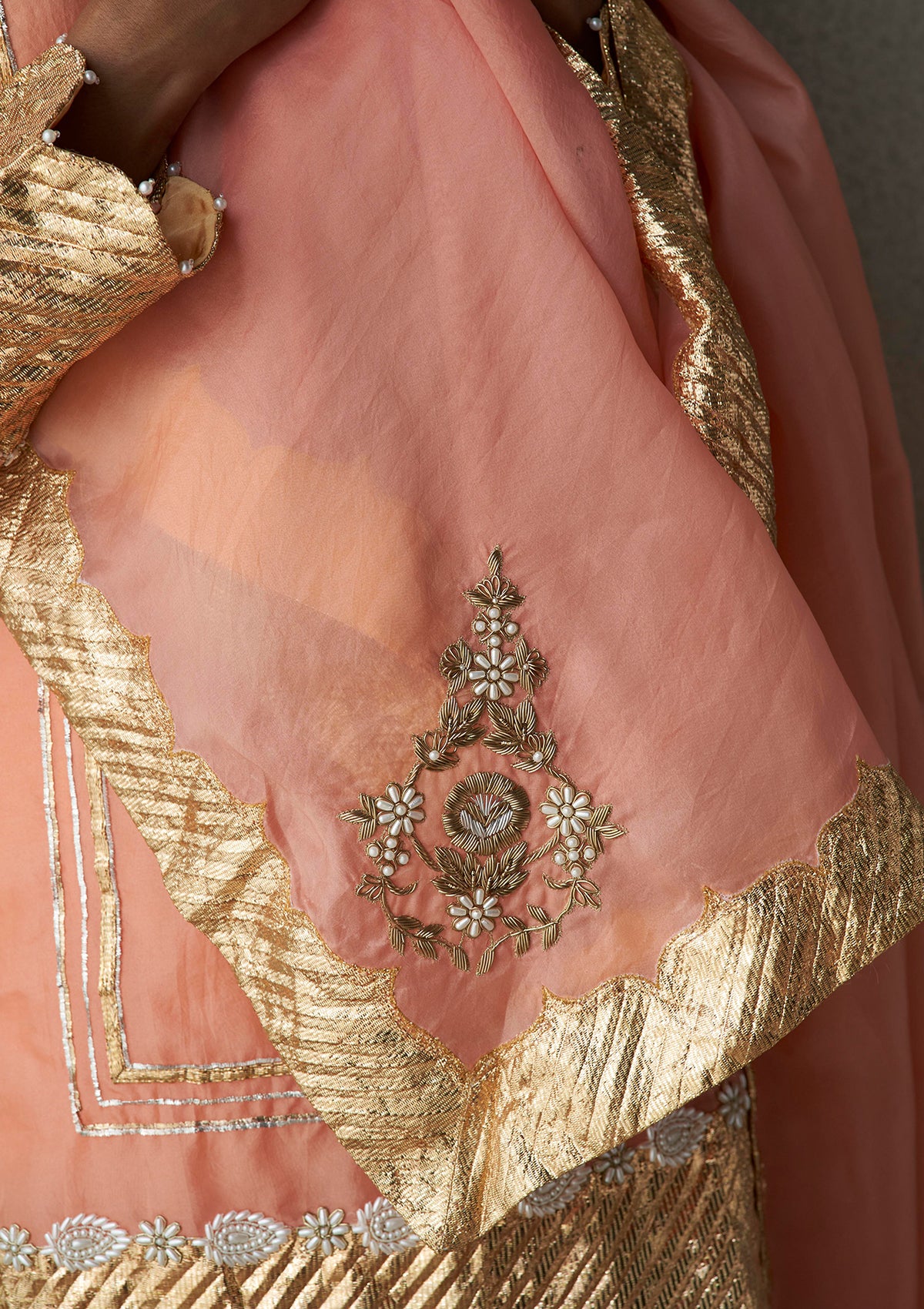Indira Coral Organza Odhni