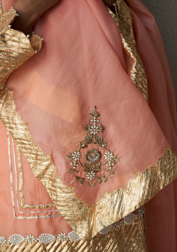 Indira Coral Organza Odhni