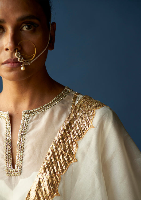 Indira Pearl Organza Kurta and Sharara
