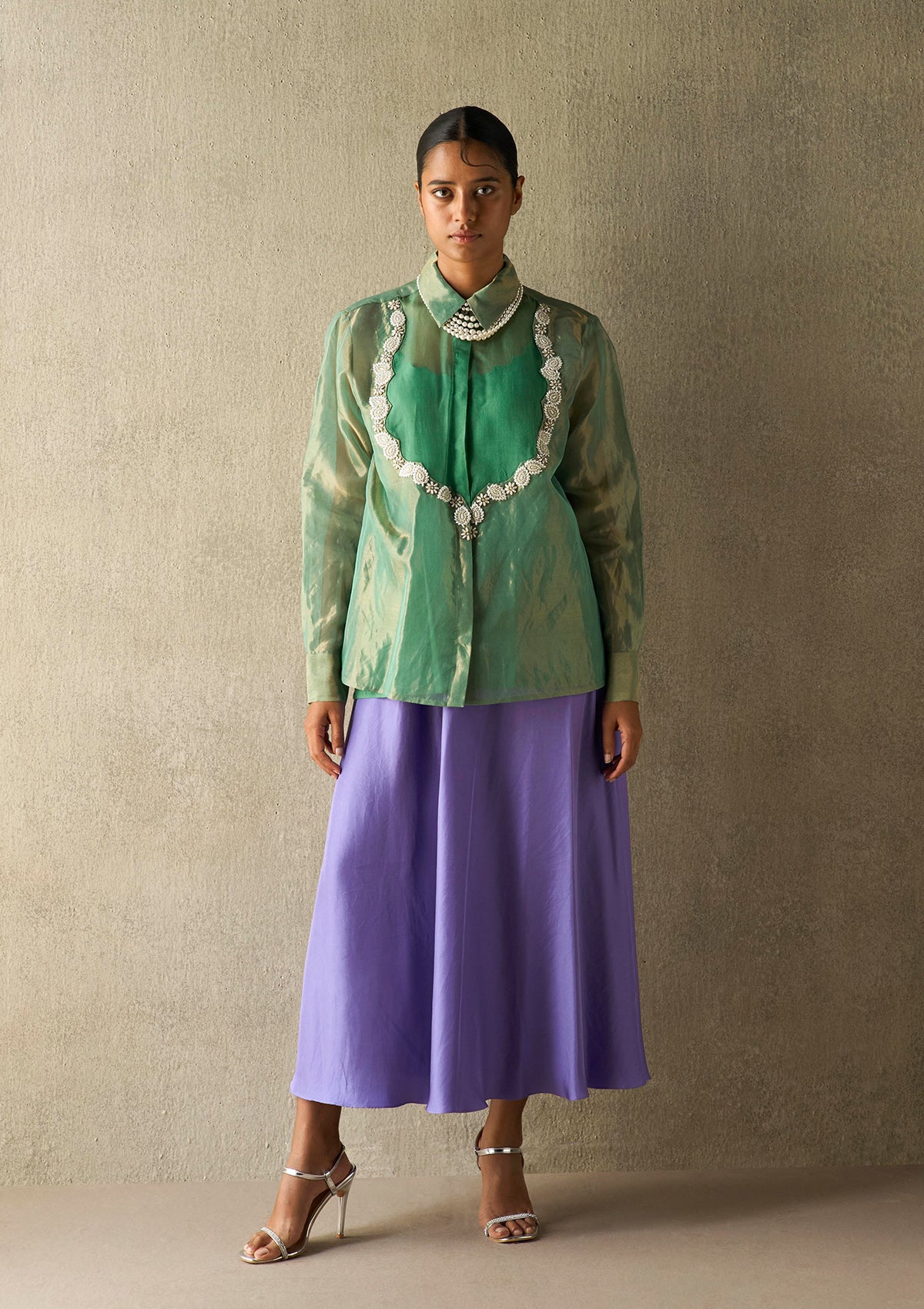 Sudhira Emerald Organza Blouse