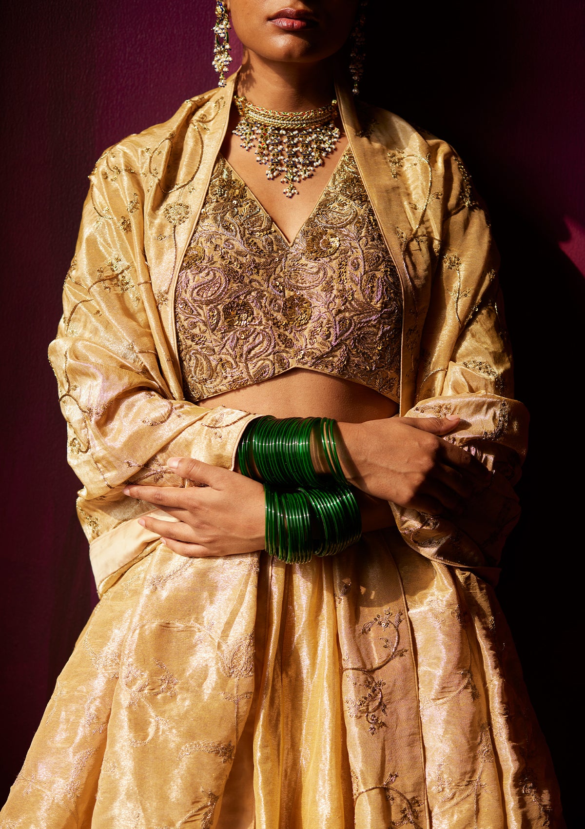 Sunheri Nizami Lehenga Set