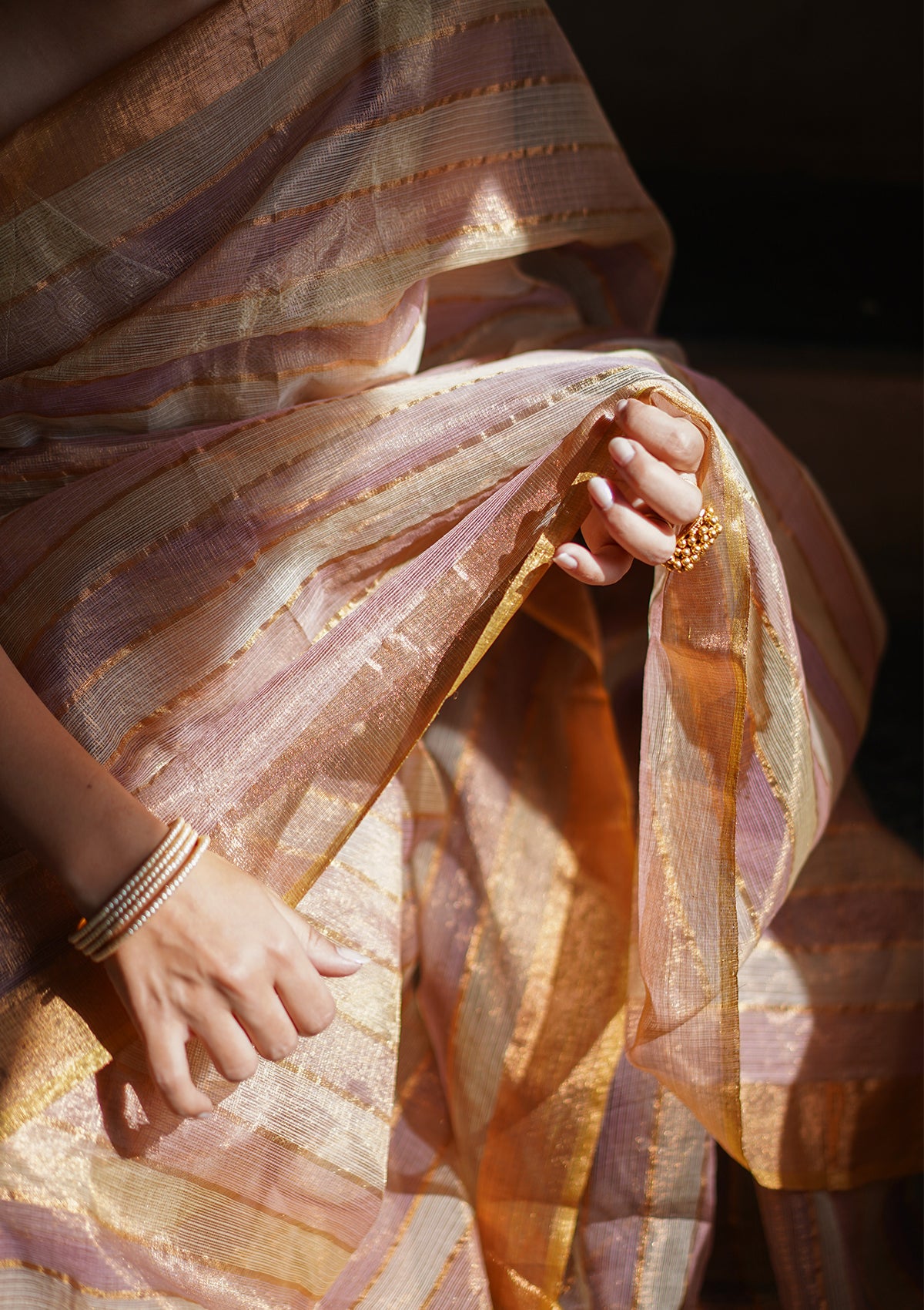 Sunehri Tissue Kota Saree