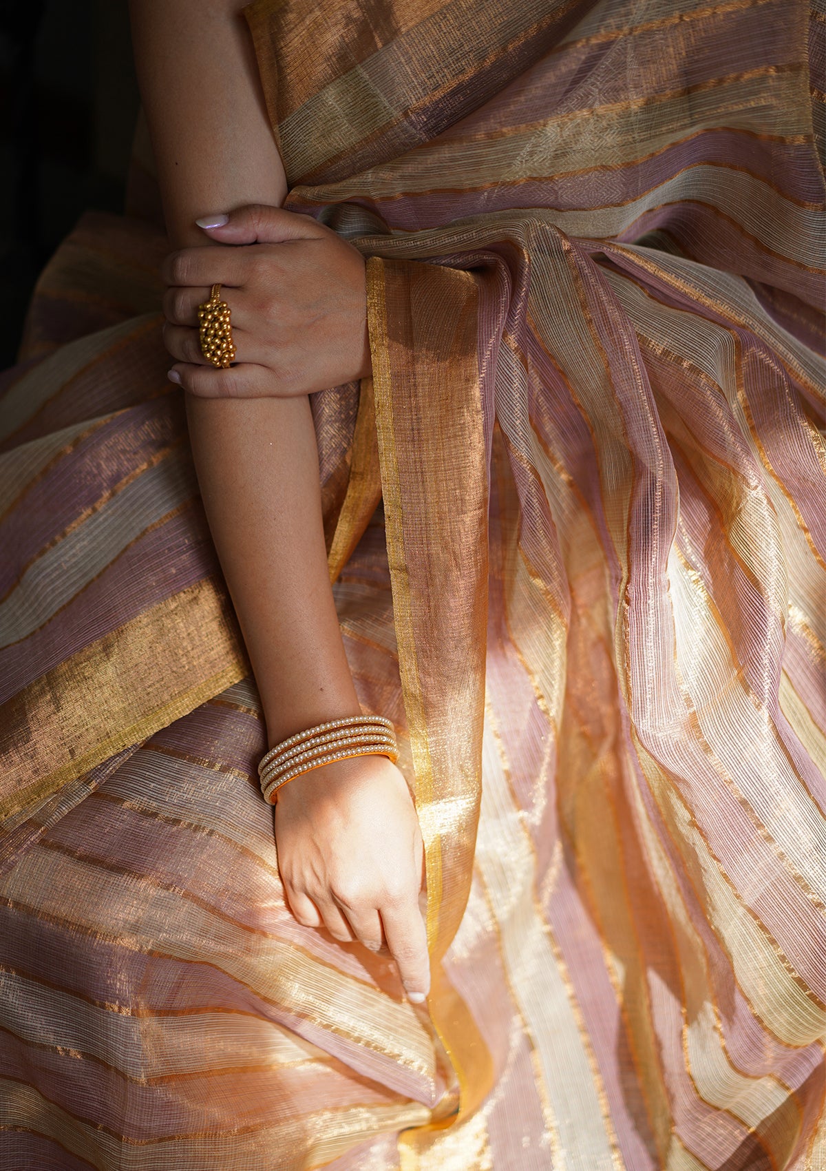 Sunehri Tissue Kota Saree