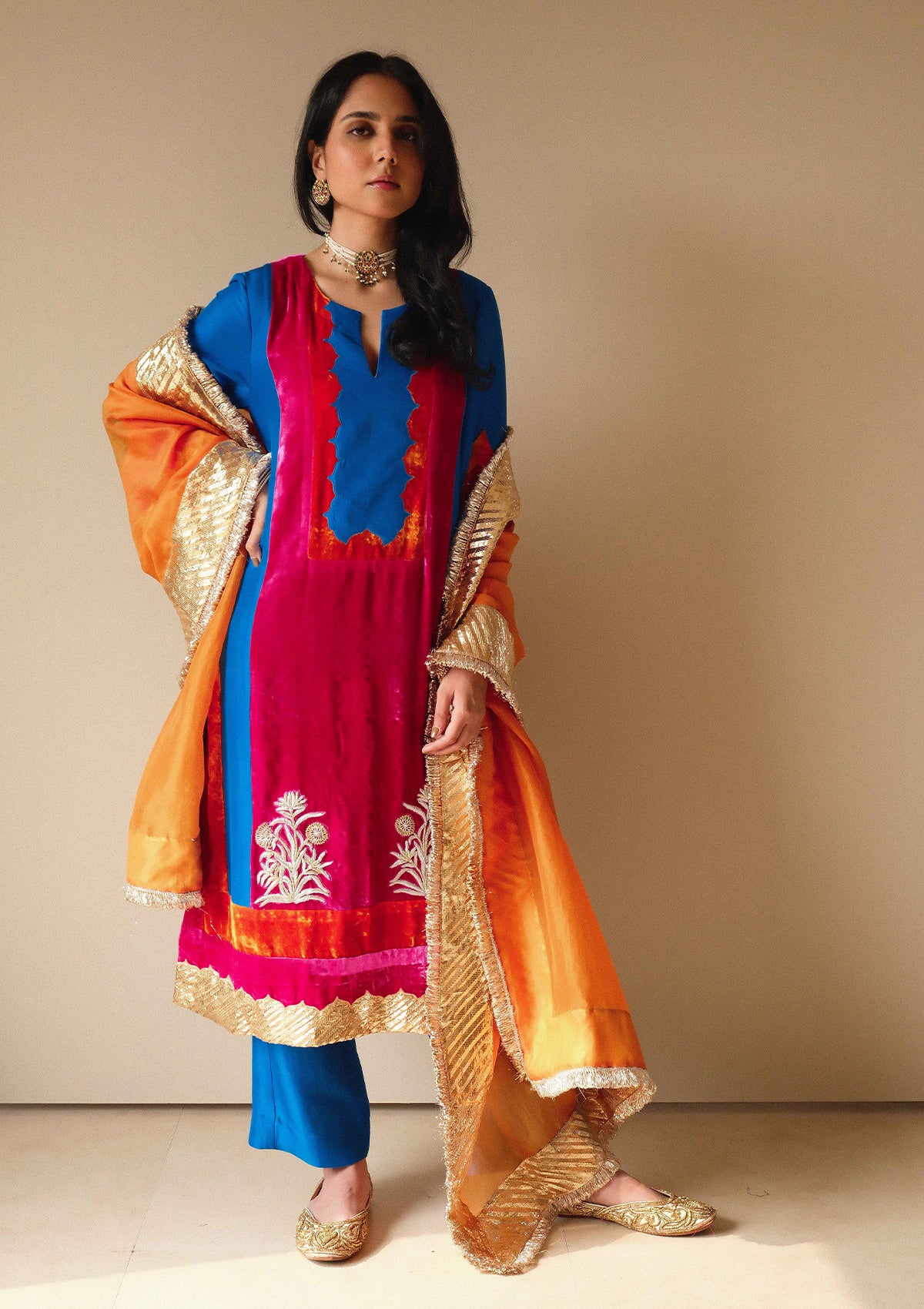 Amal Neelambari Velvet Kurta