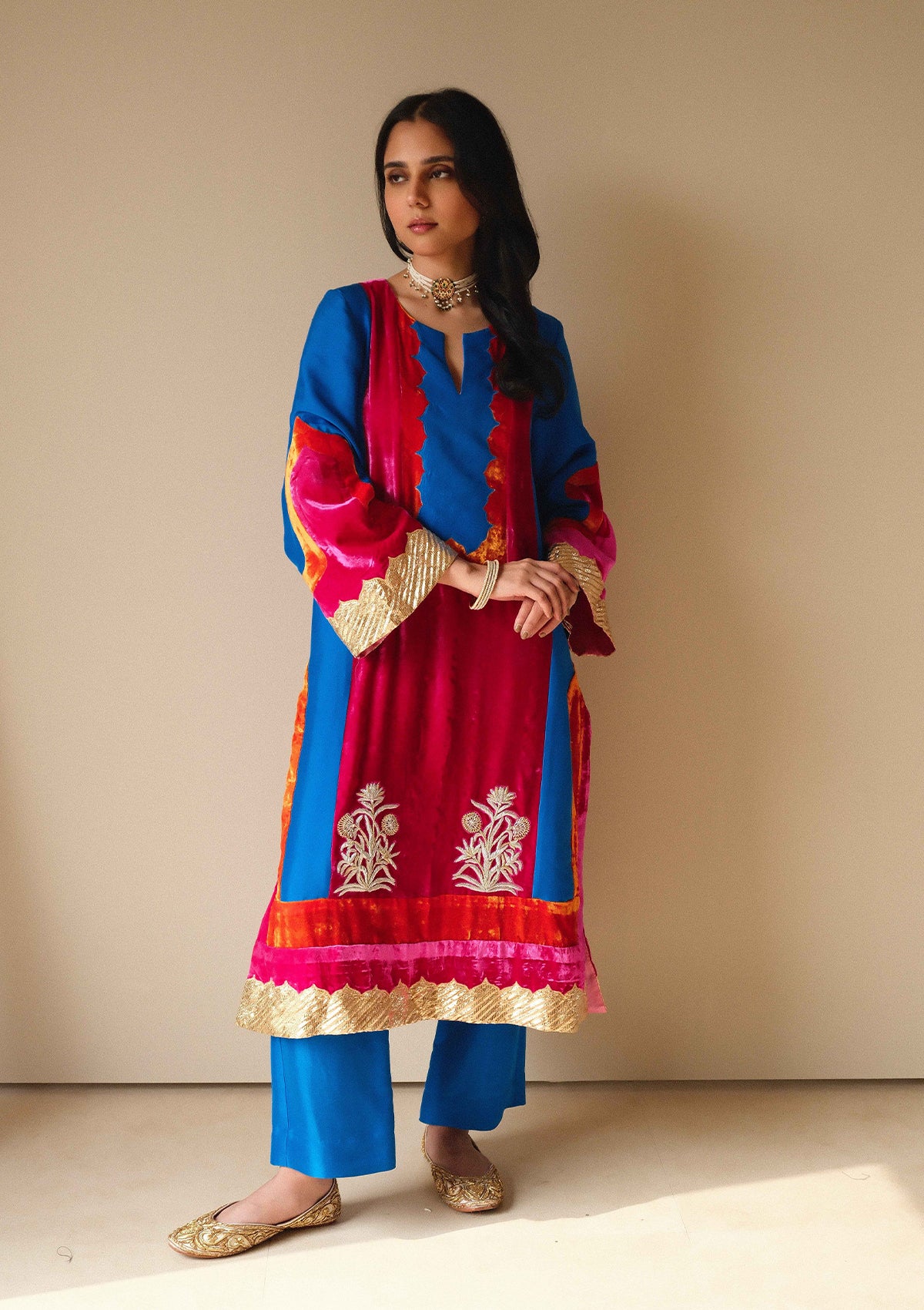 Amal Neelambari Velvet Kurta