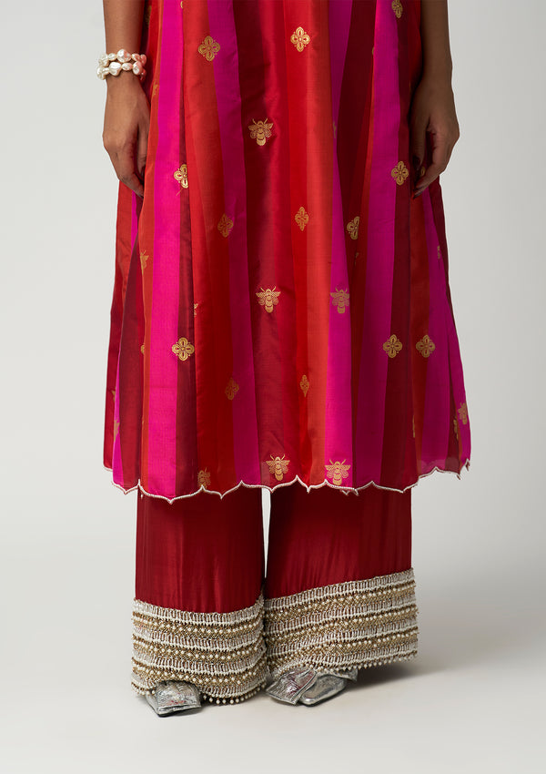 Zehn-e-Zevar Ruby Silk Pants