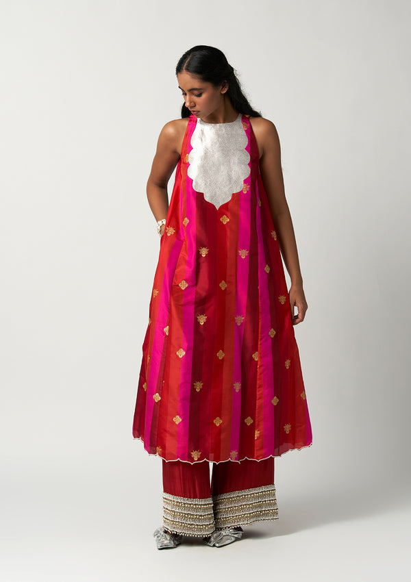 Zehn-e-Zevar Ruby Silk Pants