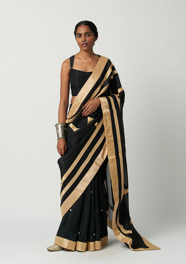 Surma Mehrabiya Appliqué Silk Saree