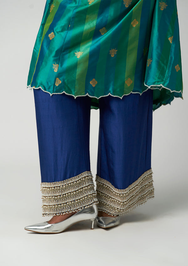 Zehn-e-Zevar Sapphire Silk Pants