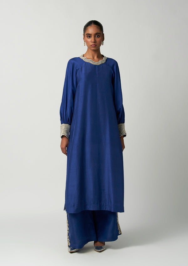 Sapphire Pearl Silk Kurta