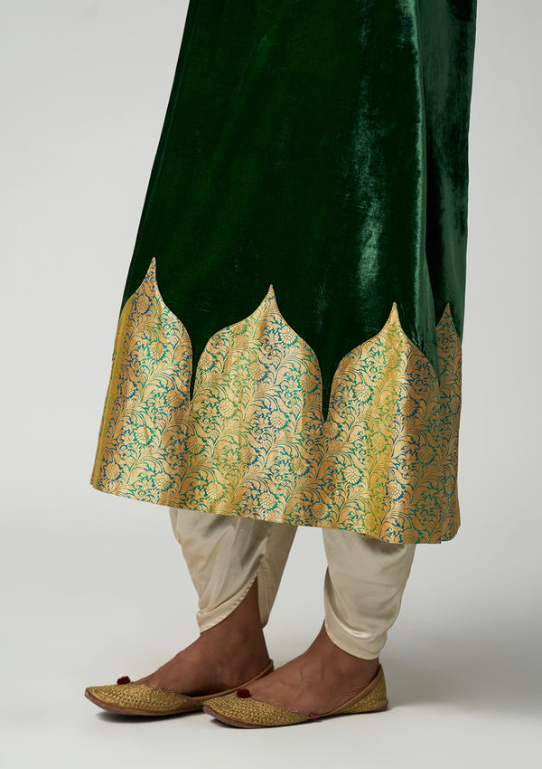 Panna Velvet Kurta Set