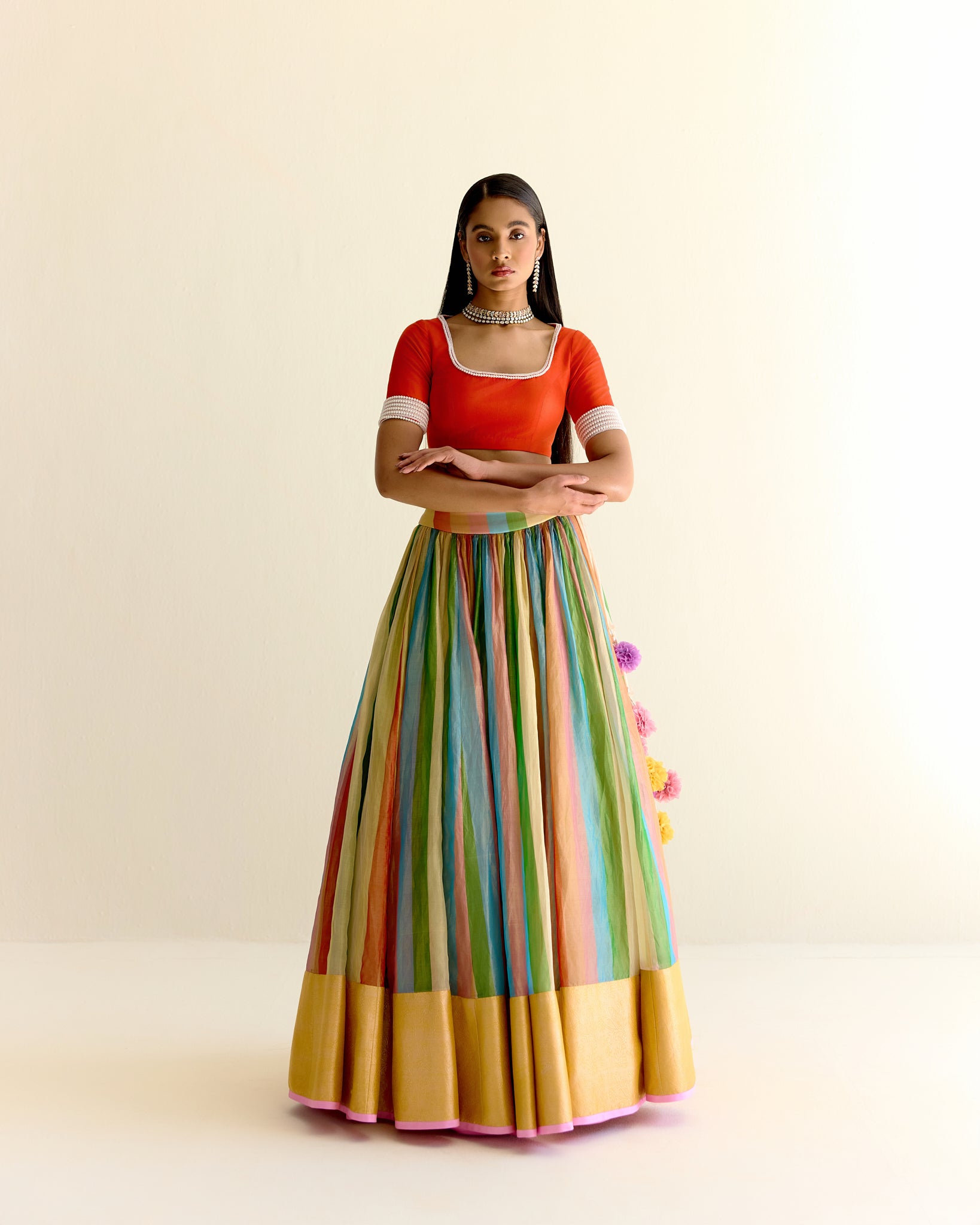 Maharahi Pachranga Tissue Lehenga