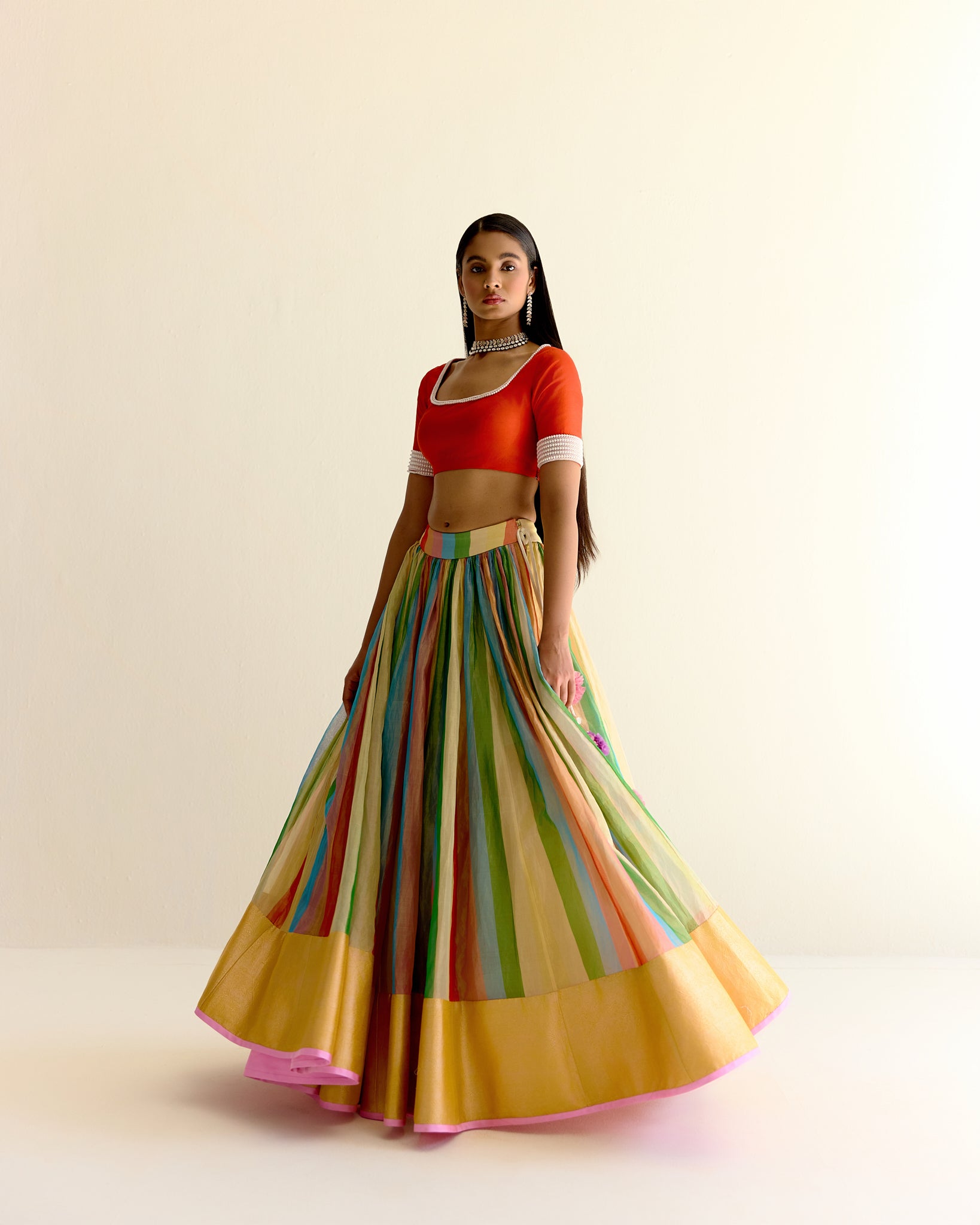 Maharahi Pachranga Tissue Lehenga