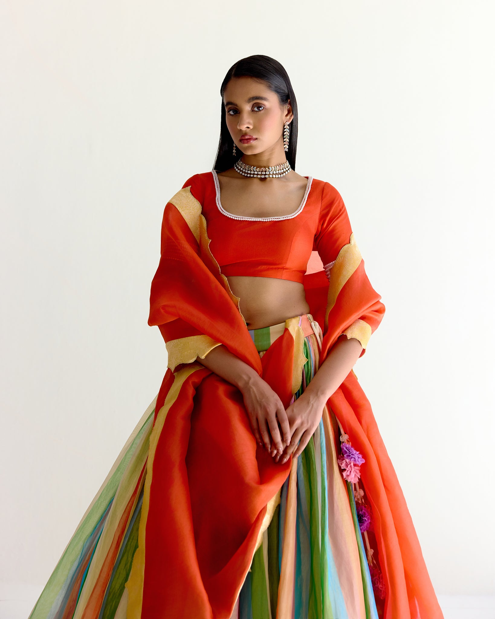 Maharahi Pachranga Tissue Lehenga