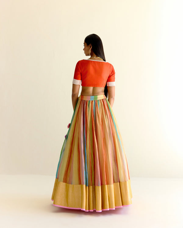 Maharahi Pachranga Tissue Lehenga