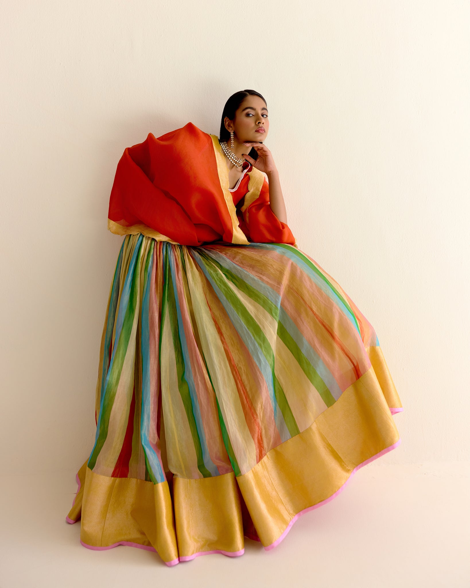 Maharahi Pachranga Tissue Lehenga