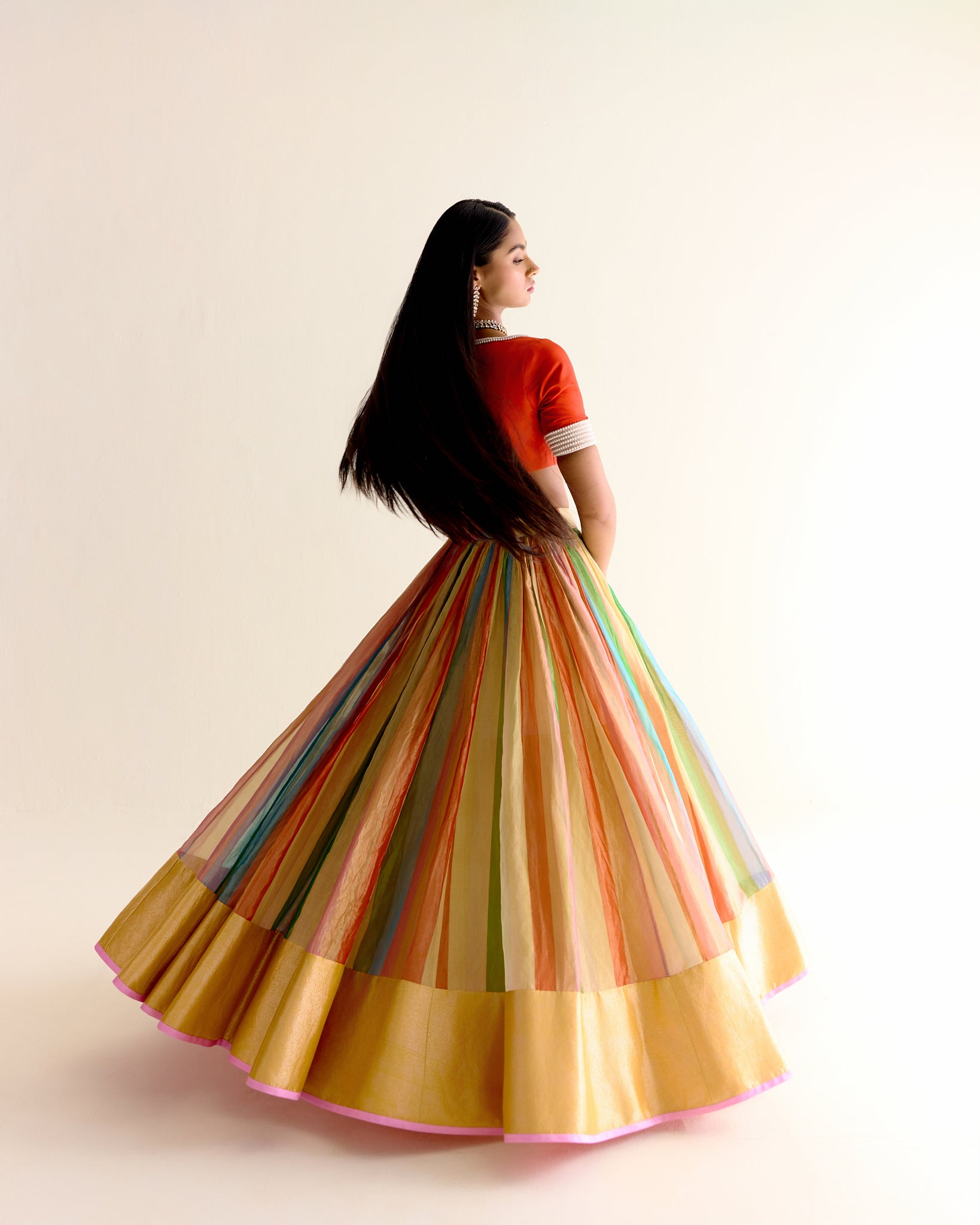 Maharahi Pachranga Tissue Lehenga