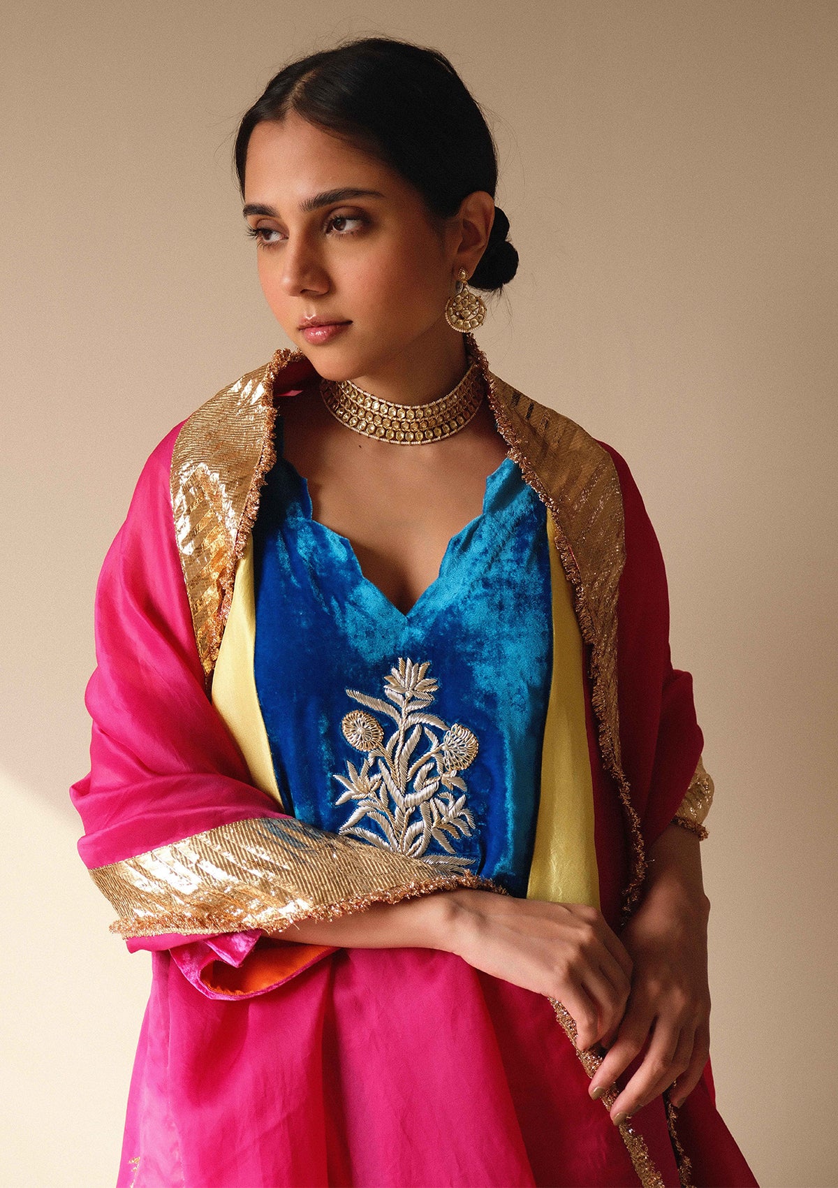 Nazma Neelambari Velvet Kurta with Sharara