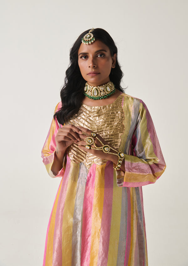 Nazma Pachranga Tissue Kurta