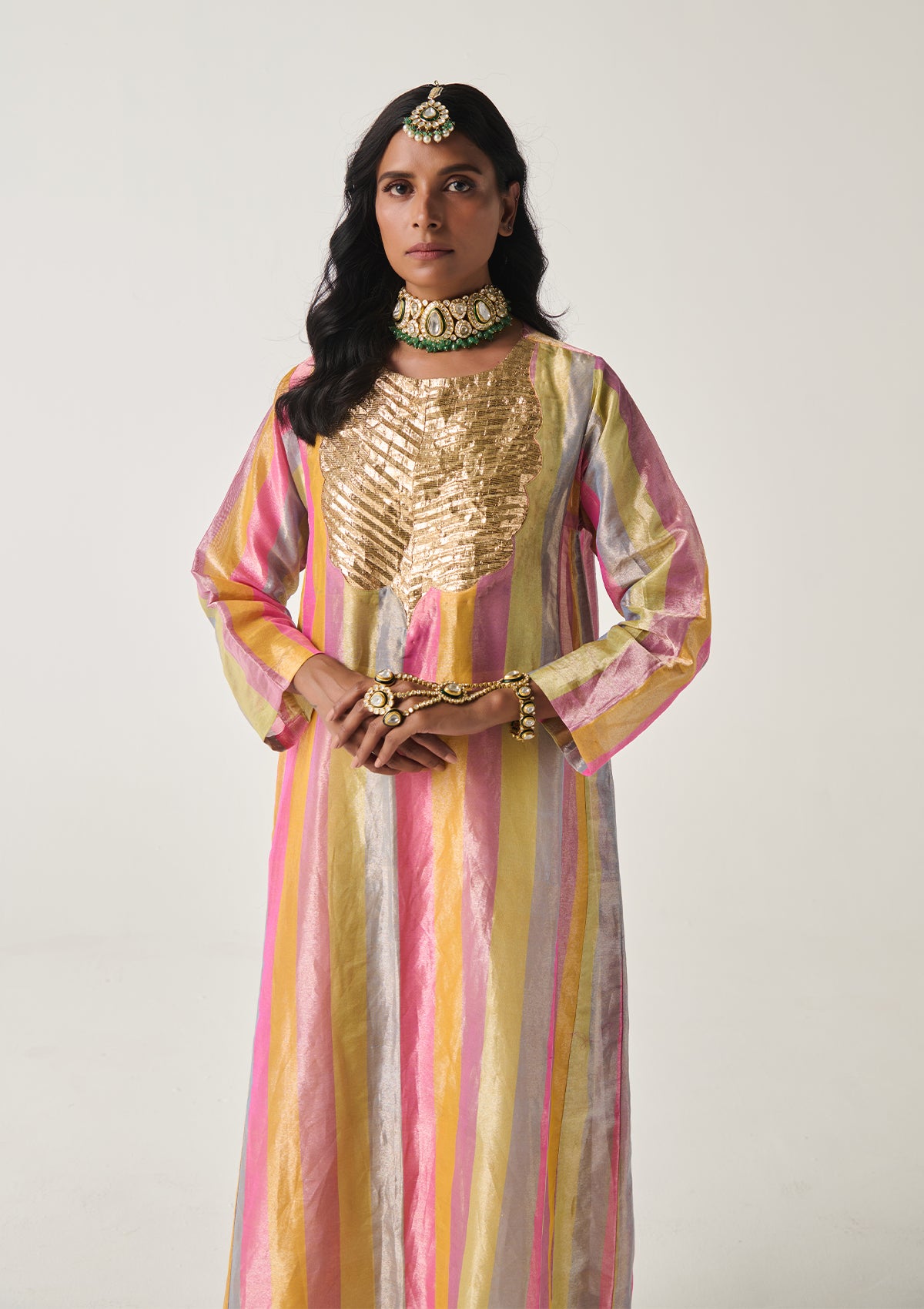 Nazma Pachranga Tissue Kurta