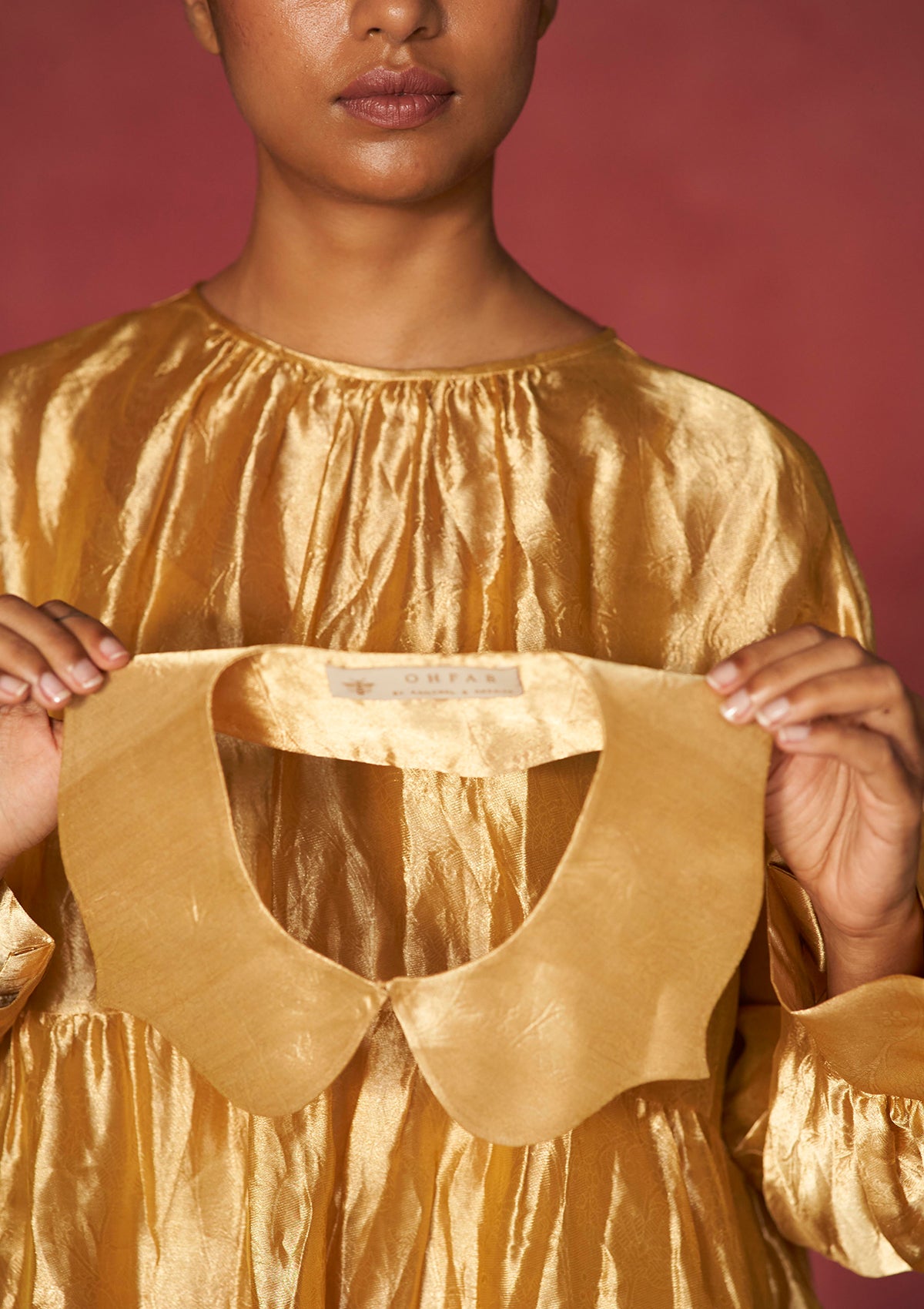 Durru Gold Tanchoi Tissue Dress