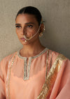 Indira Coral Organza Kurta & Sharara