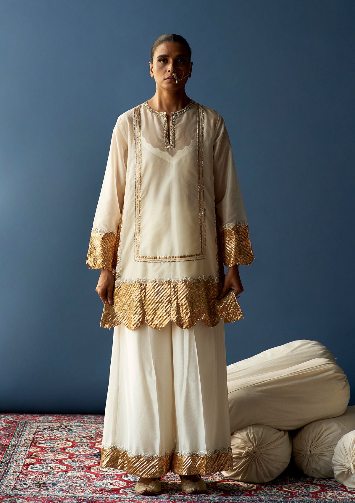 Indira Pearl Organza Kurta and Sharara