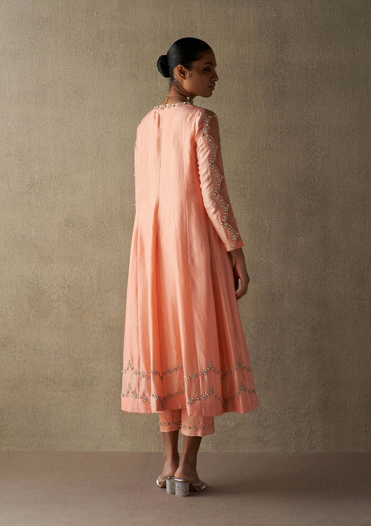 Rafat Coral Silk Kurta Set