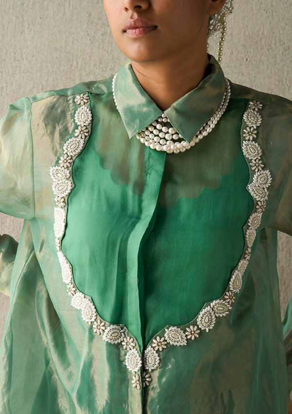 Sudhira Emerald Organza Blouse