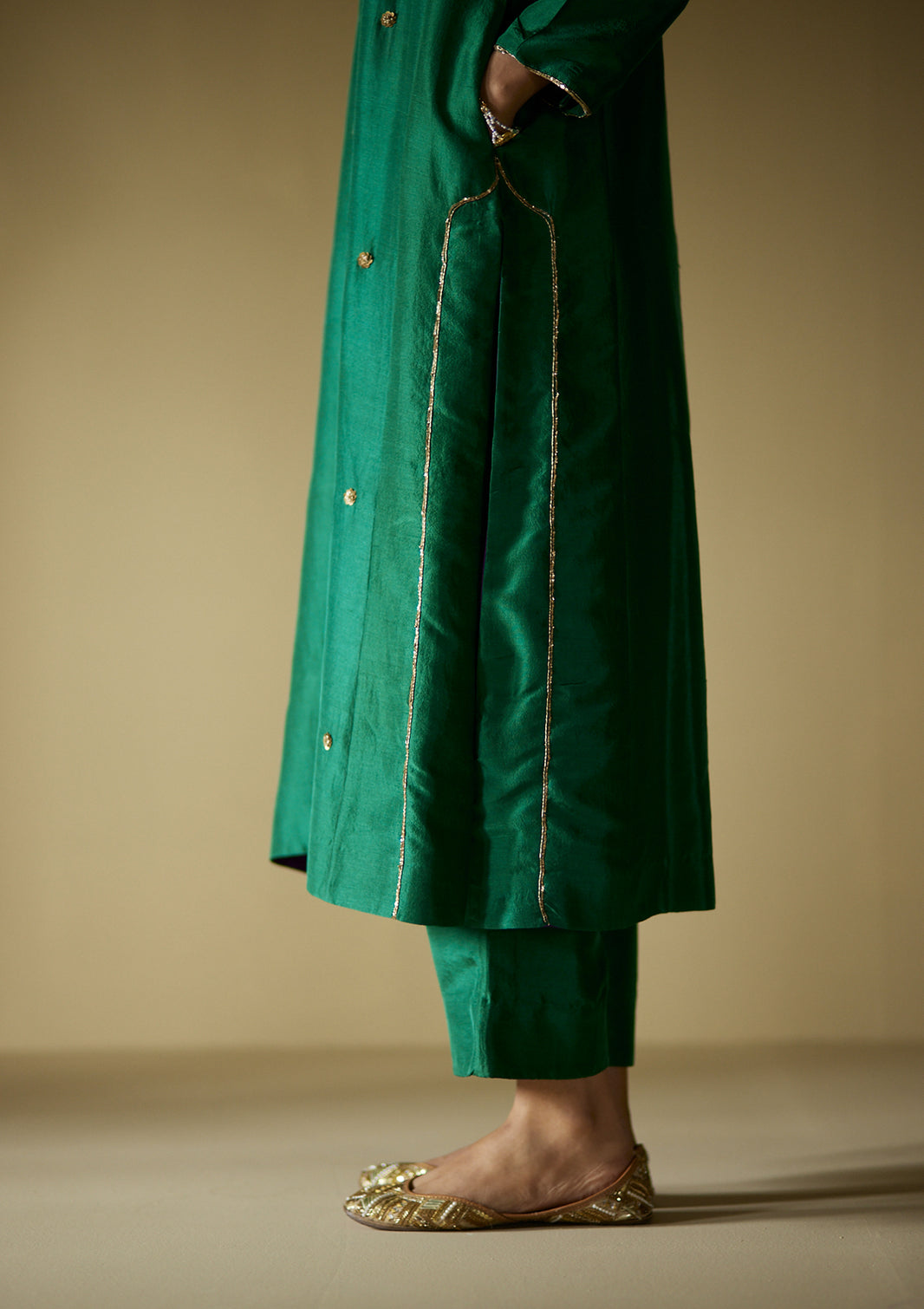 Falaknuma Supima Cotton Fuschia Kurta With Aelira White Dhoti Pant main image 1