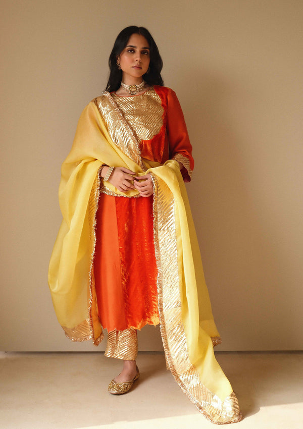 Shabnam Narangi Velvet Kurta